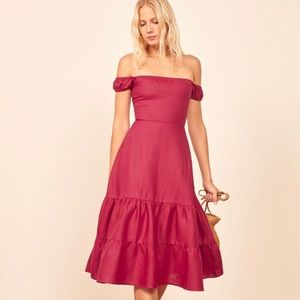NWT Reformation Toulouse Midi Off Shoulder Dress